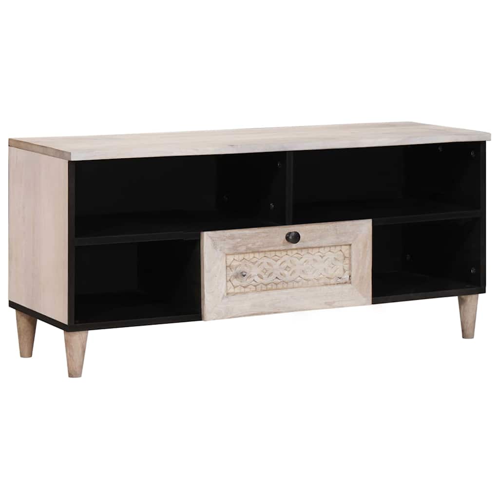 TV Cabinet with Drawer White 105 x 33 x 46 cm Solid mango wood